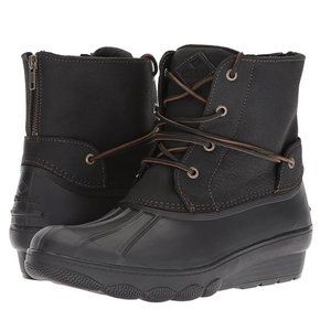 NEW Sperry Saltwater Wedge Tide Black Boots Women’s Size 11M